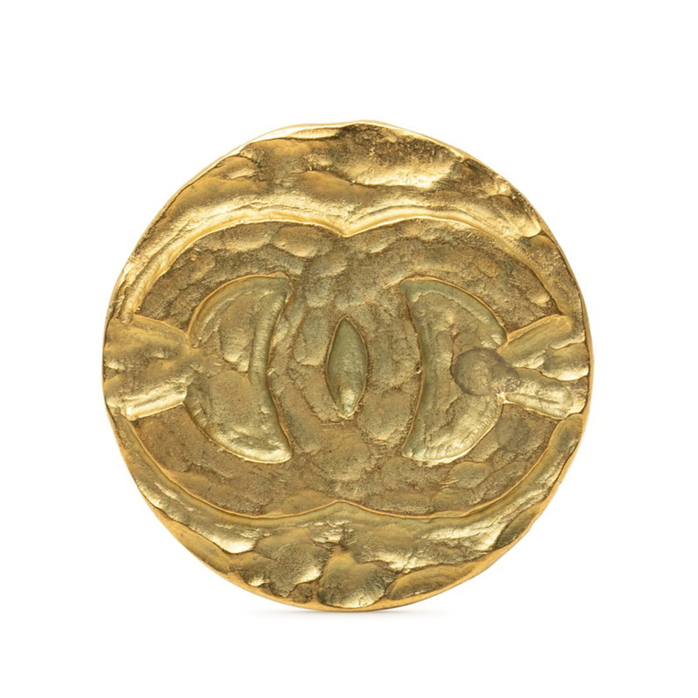 CHANEL Vintage Gold Logo Brooch